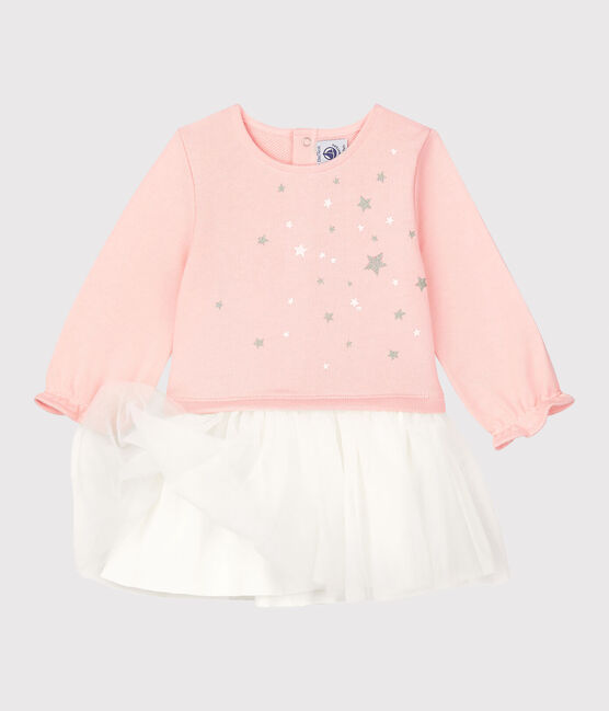 Babies' Fleece Dress MINOIS pink/MARSHMALLOW white