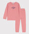 Children's Unisex Striped Cotton Pyjamas OURSIN orange/MARSHMALLOW white