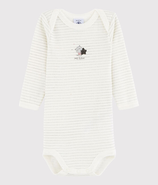 Unisex Babies' Long-Sleeved Bodysuit MARSHMALLOW white/ARGENT grey