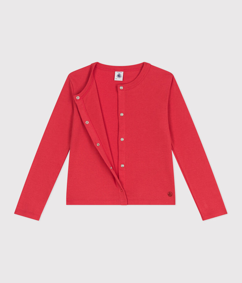 Children's plain cotton cardigan red