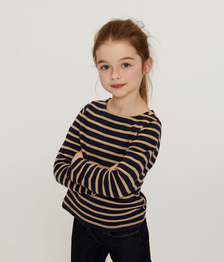 Girl's Long-sleeved Sailor Top blue/brown