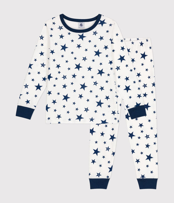 Children's star print cotton pyjamas MARSHMALLOW blue/INCOGNITO