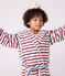 Children's stripy cotton terry bathrobe MARSHMALLOW white/MULTICO white