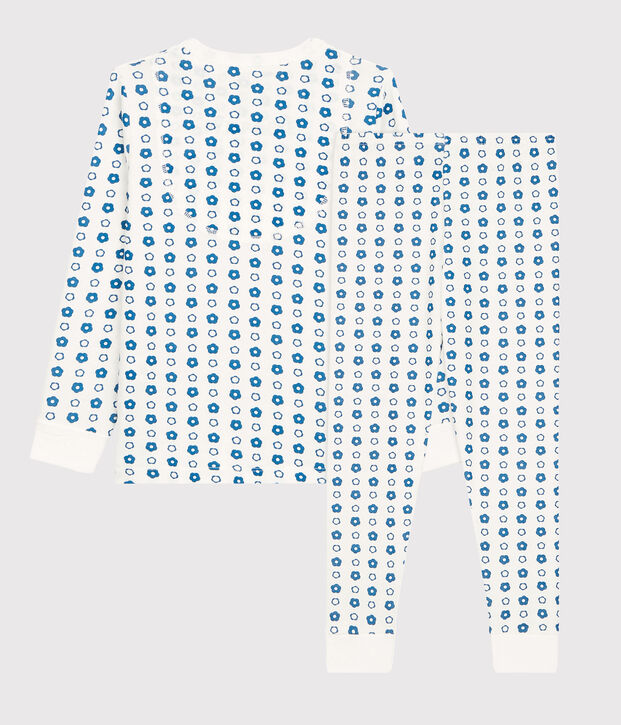 Unisex Graphic Floral Print Organic Cotton Pyjamas white/blue