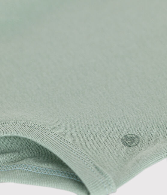 Babies' Short-Sleeved Cotton Bodysuit with Peter Pan Collar HERBIER green
