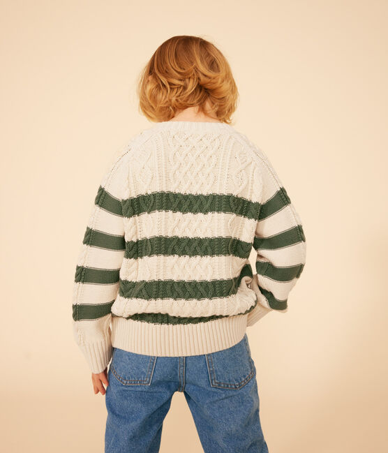 Children's Stripy Cotton Aran Pullover AVALANCHE /CROCO