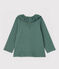 Baby Girls' Cotton Blouse with Ruff VALLEE green/MARSHMALLOW white