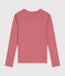 Women's plain rib knit long-sleeved Iconic T-shirt ROSEWOOD pink