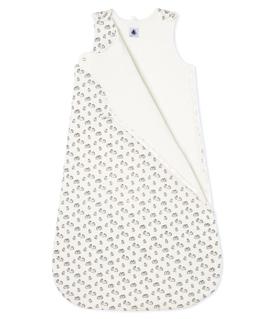Babies' Velour Sleeping Bag MARSHMALLOW white/SCULPTURE grey/MULTICO