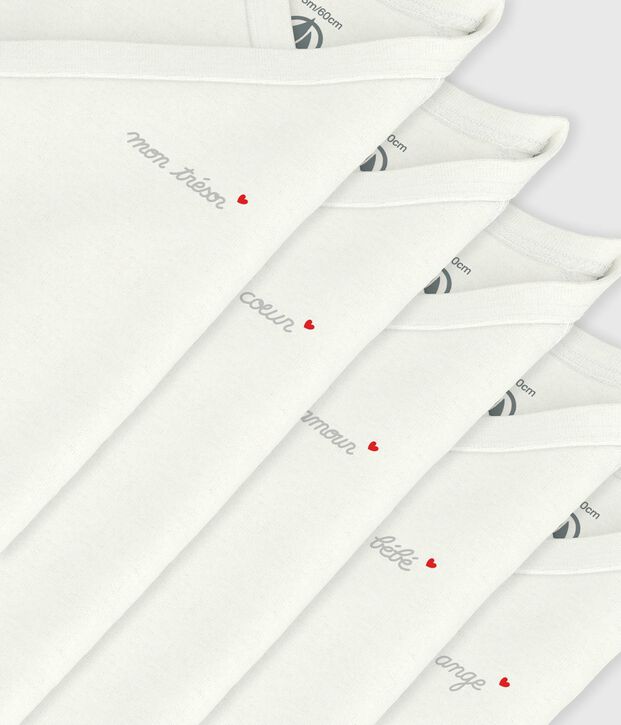 Pack of babies' plain cotton short-sleeved crossover bodies multicolor