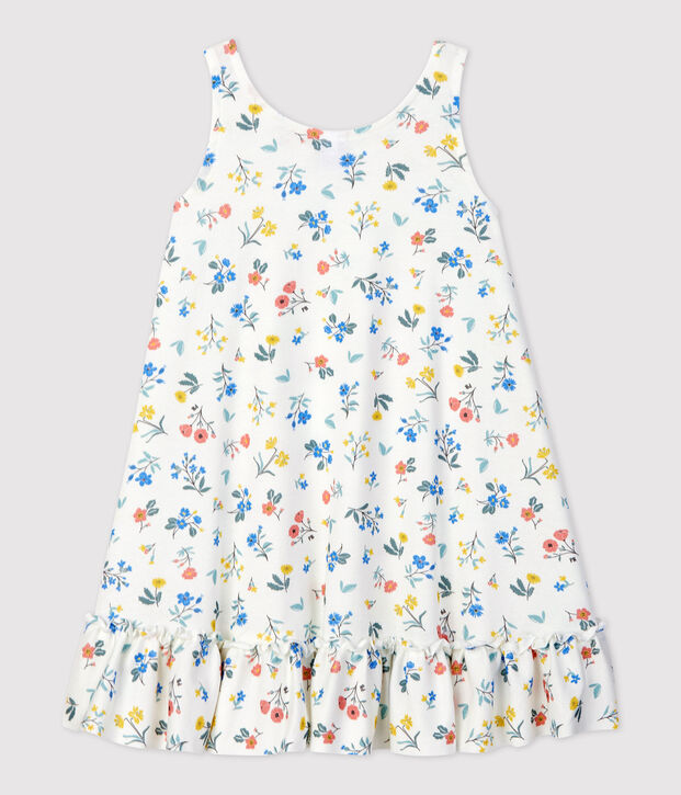 Girls' Sleeveless Cotton Dress white/multicolor