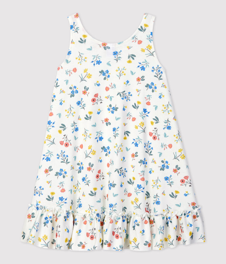 Girls' Sleeveless Cotton Dress white/multicolor