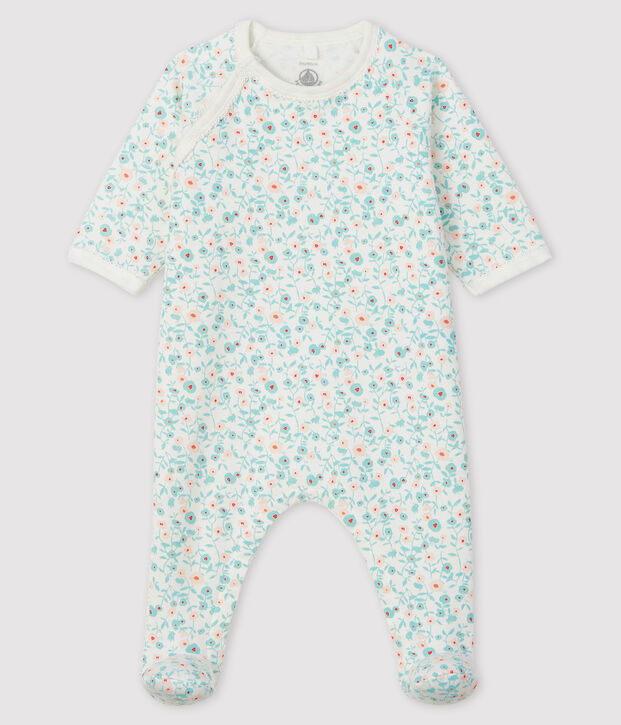 Babies' Floral Print Fleece Sleepsuit white/multicolor