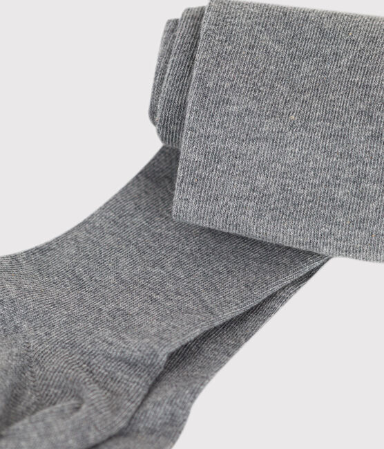 Girls' Plain Jersey Tights SUBWAY CHINE grey