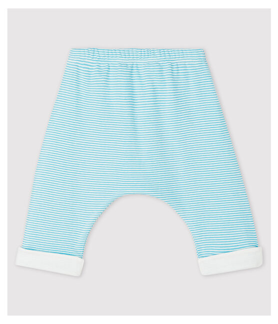 Babies' Blue Stripy Lined Organic Cotton Trousers TIKI blue/MARSHMALLOW white