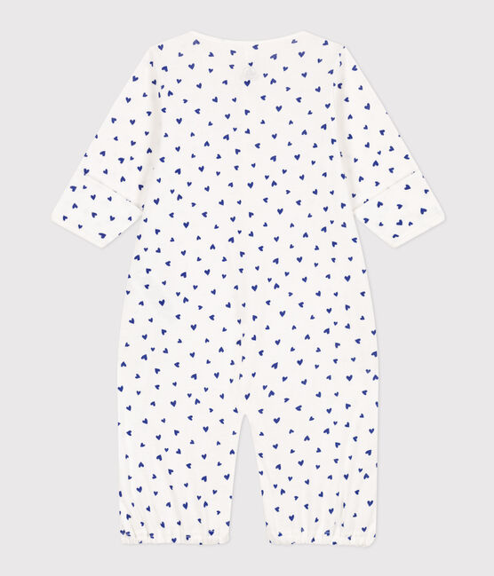 Heart Patterned Cotton Jumpsuit/Sleeping Bag MARSHMALLOW white/NEWBLEU