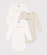 Babies' long-sleeved cotton bodysuits with messages - 3-pack