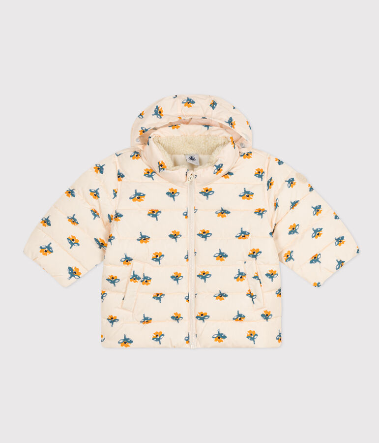 Babies' Patterned Puffer Jacket with Retractable Hood AVALANCHE white/MULTICO