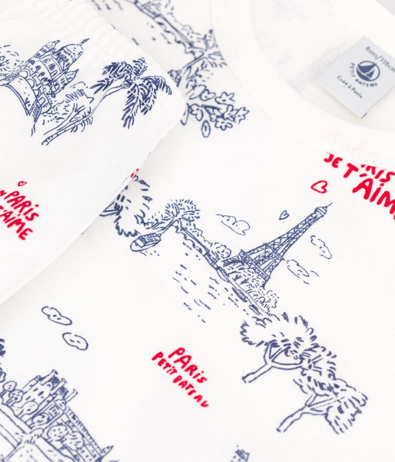 Children's Unisex Cotton Short Pyjamas white/multicolor