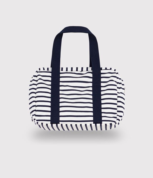 Babies' striped cotton maternity bag white/blue