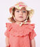 Babies' dress in broderie anglaise with short sleeves and a hearts motif pink