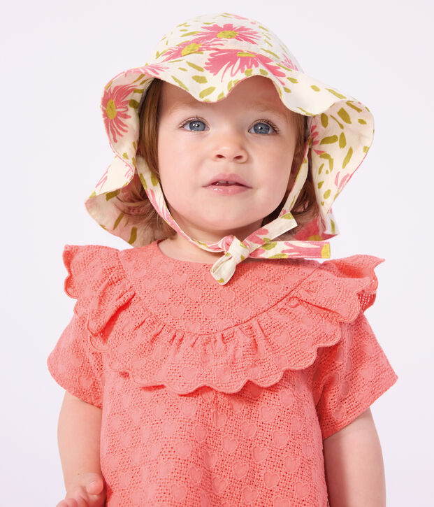 Babies' dress in broderie anglaise with short sleeves and a hearts motif FLAMAND