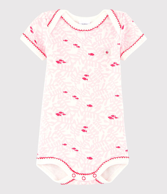 Baby Girls' Short-Sleeved Bodysuit MARSHMALLOW white/MULTICO white