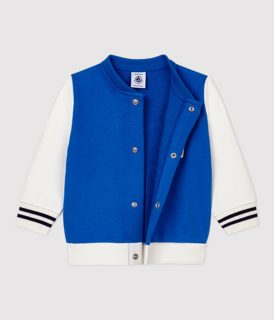 Babies' Fleece Baseball Jacket RUISSEAU blue/MARSHMALLOW white