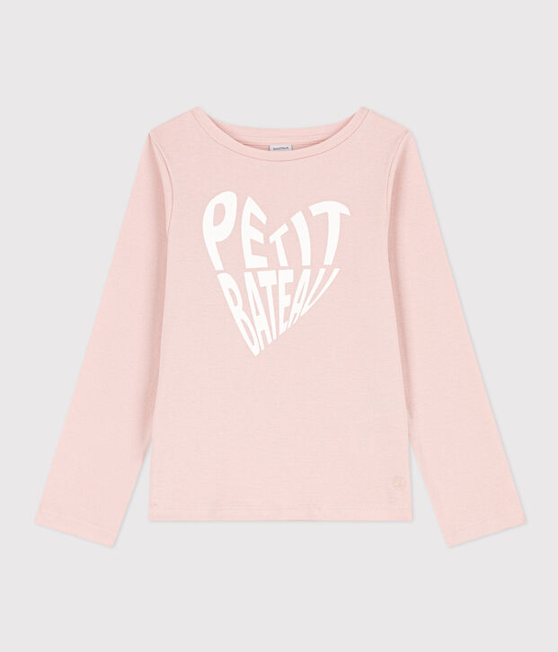 Girls' long-sleeved cotton T-shirt pink