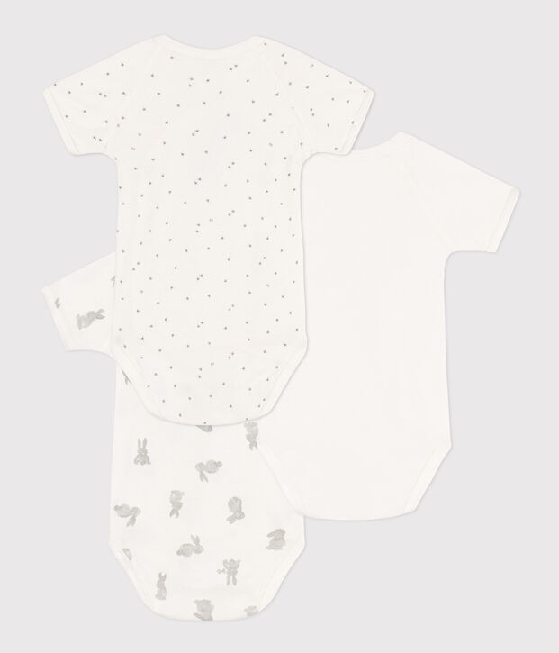 Wrapover short-sleeved rabbit themed bodysuits - Pack of 3 multicolor