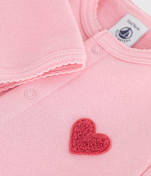 Babies' plain cotton cardigan with a heart badge CHARMI