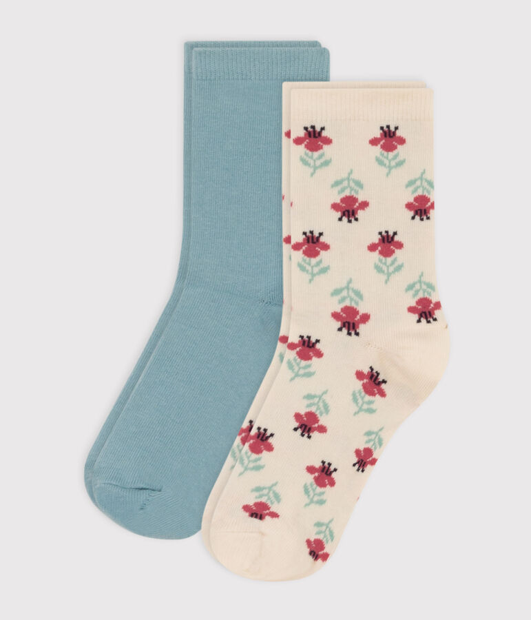 Children's Floral Cotton Jersey Socks - Pack of 2 multicolor