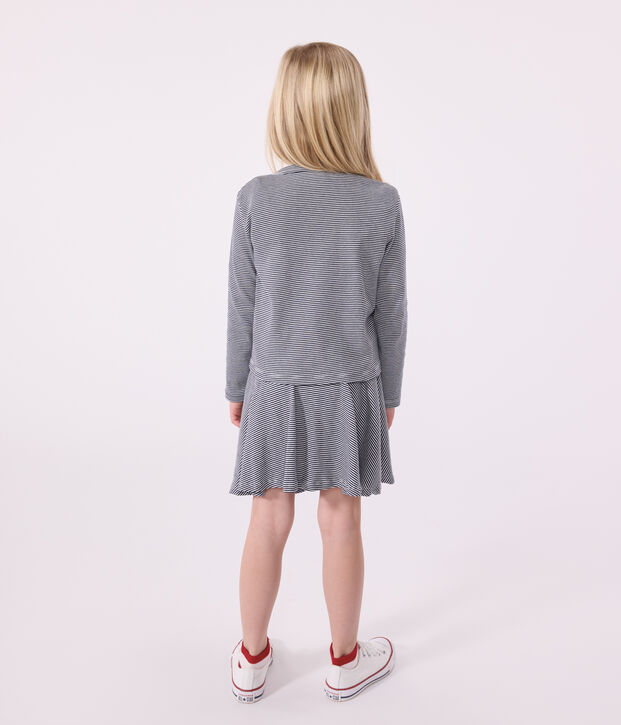 Children's stripy cotton cardigan blue/white