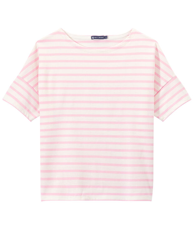 Women's jersey short-sleeve sailor top white/pink