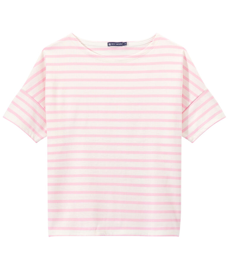 Women's jersey short-sleeve sailor top white/pink