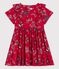 Girls' Short-Sleeved Poplin Dress TERKUIT red/MULTICO white