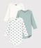 Pack of babies' long-sleeved whale-print cotton bodies multicolor