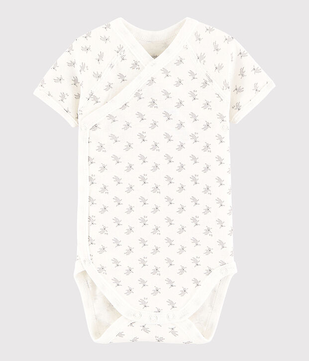 Unisex Babies' Short-Sleeved Wrapover Bodysuit white/multicolor