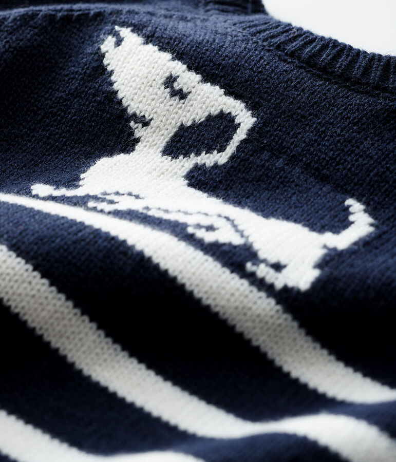 Baby boy's stripy pullover with motif blue/white