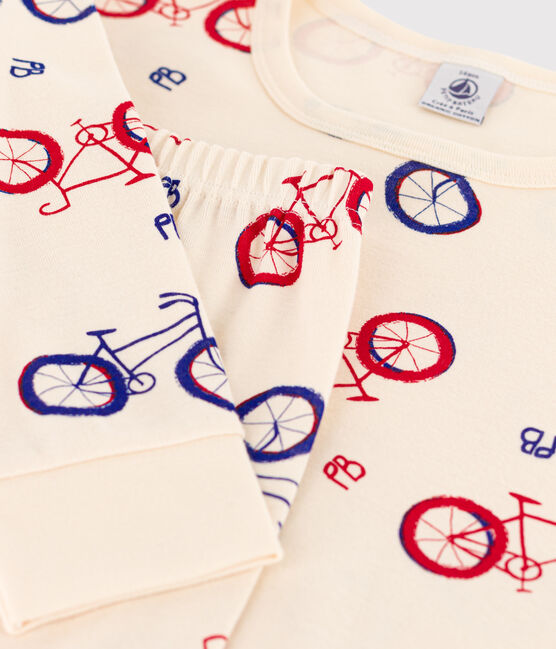 Boys' Bike Themed Cotton Pyjamas AVALANCHE white/MULTICO