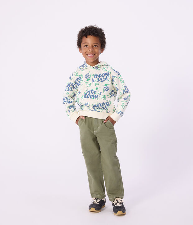 Children's printed cotton hoodie Ecru/multicolor