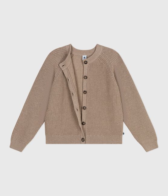 Women's plain wool and cotton cardigan ROCHE brown