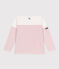 Children's long-sleeved cotton Breton T-shirt MARSHMALLOW white/CHARME pink