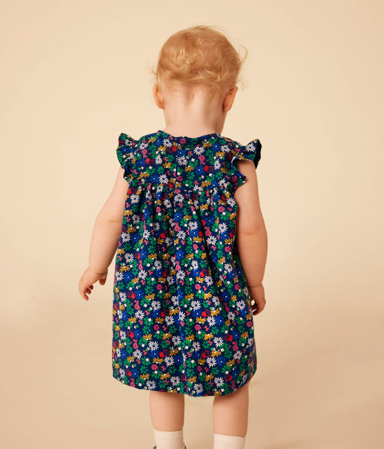 Babies' Sleeveless Jersey Dress MEDIEVAL blue/MULTICO white