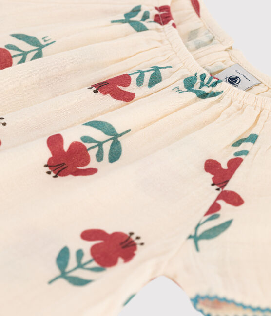 Girls' Floral Cotton Gauze Blouse AVALANCHE white/MULTICO