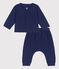 Babies' Organic Plain Tube Knit Clothing - 2-Piece Set CHALOUPE blue