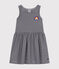 Girls' sleeveless cotton dress SMOKING blue/MARSHMALLOW white