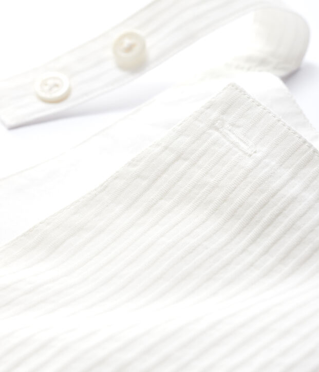 Baby Boys' Striped Poplin Dungaree Shorts white
