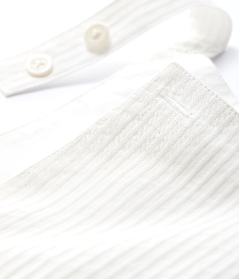 Baby Boys' Striped Poplin Dungaree Shorts MARSHMALLOW white