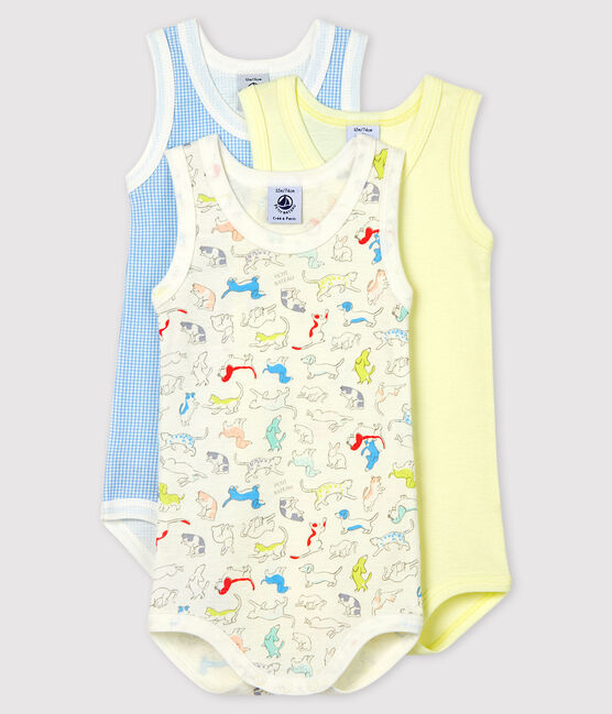 Babies' Puppy Pattern Sleeveless Organic Cotton Bodysuits - 3-Pack variante 1